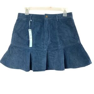 She + Sky Corduroy Skirt Womens Medium Blue Mini Preppy School Girl‎ NWT